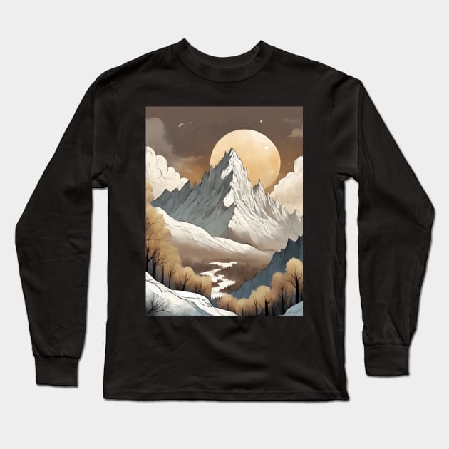 Moonlit Winter River Long Sleeve T-Shirt by Alihassan-Art